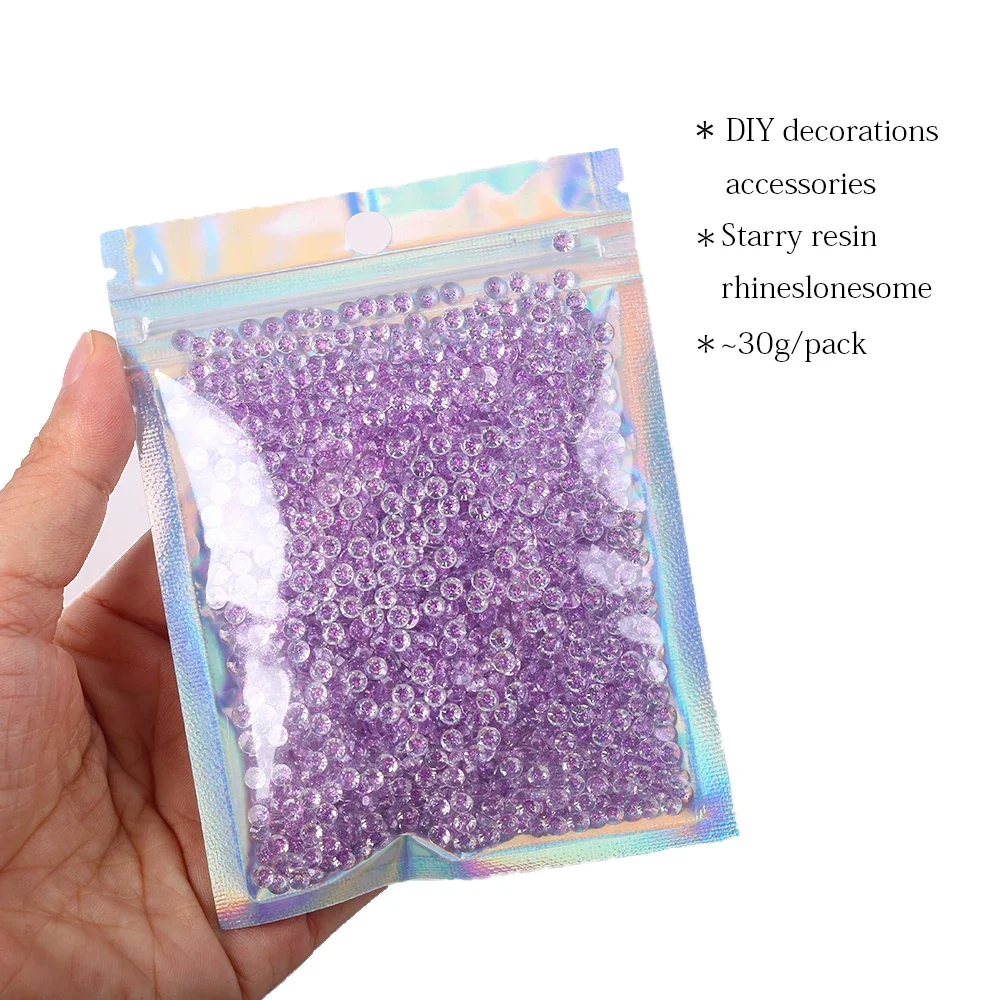 Starry Colors Milky Way Sky Resin Flatback Bulk For Tumblers Nail Art Clear Crystal Brilliant Round Stones Glitter Gems