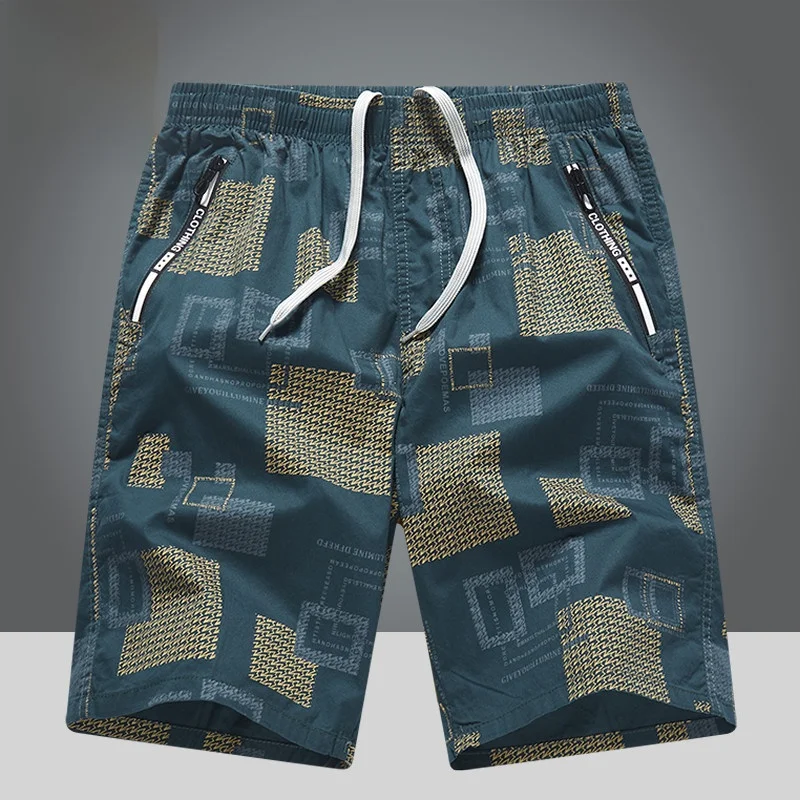 

Pure Cotton Men's Five-Quarter ort orts Summer New Print Loose Workwear Casual Sports Beach Mid-Pants Breathable Youthful