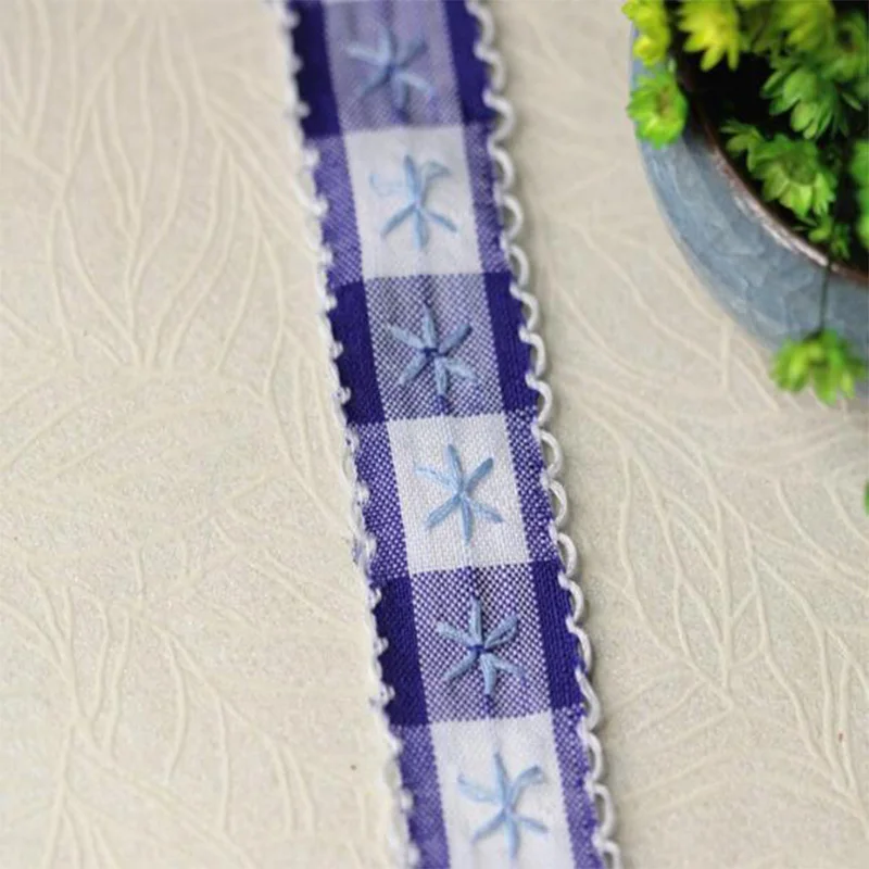 2.3CM Wide Luxury Embroidery Blue Flower Lace Fabric Trim Ribbon DIY Sewing Applique Collar Cord Guipure Wedding Dress Decor