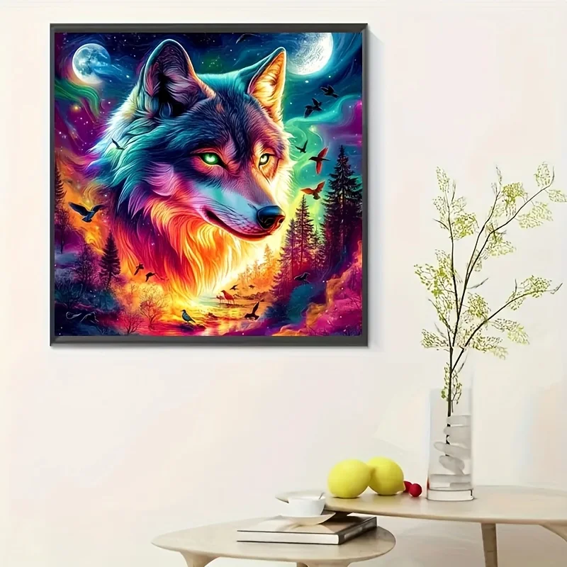 

Colorful Wolf Theme Jigsaw Puzzle 500/1024 PCS Holiday Stress Relieving Fun Games Home Decor Holiday Gifts