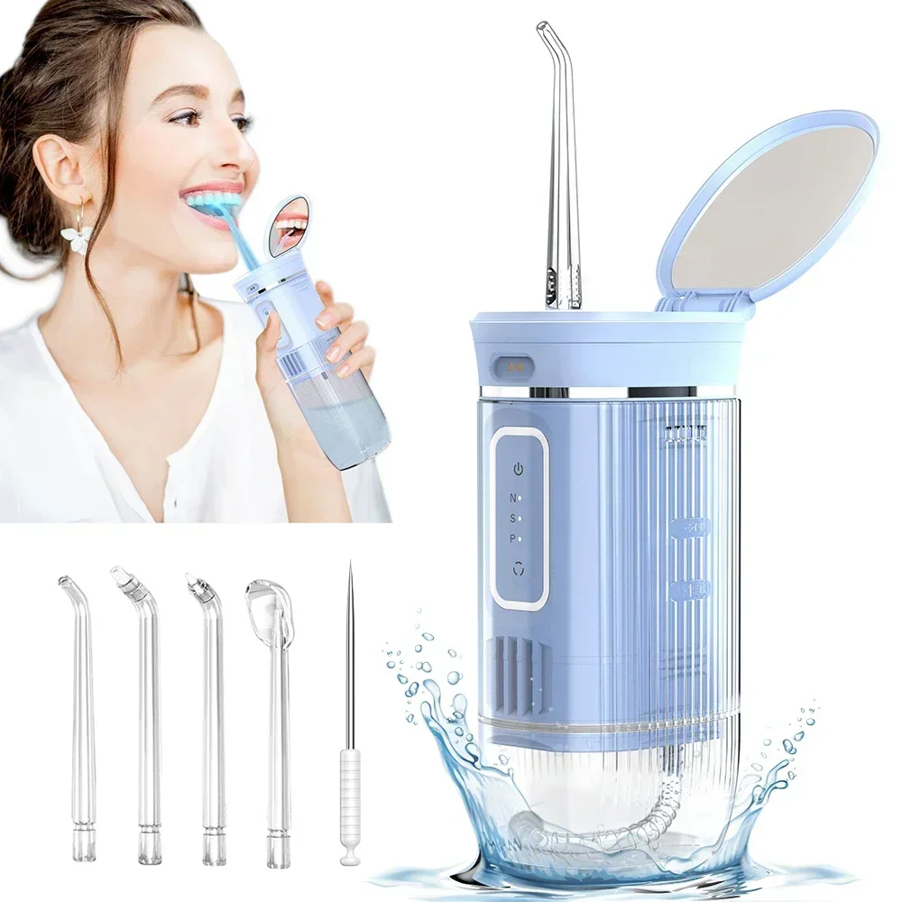 

2024 Oral Irrigator 3 Modes Dental Flosser USB Rechargeable Teeth Cleaner 200ML Portable Water Flosser for Men Women Gift