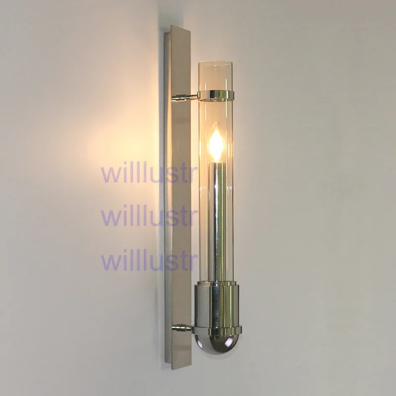 

copper or stainless steel wall sconce blown clear glass shade lamp modern lamping porch staircase hotel vanity lamp