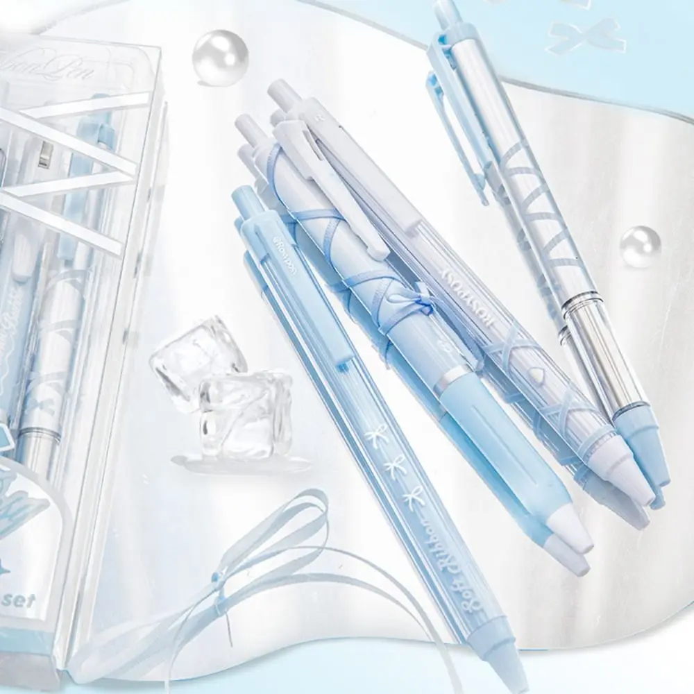 

4pcs/set Ballet Strap Ballet Series Gel Pen Press Neutral Pen Black Ink Press Gel Pen Aesthetic Ribbon 0.38mm/0.5mm Gel Pens Set