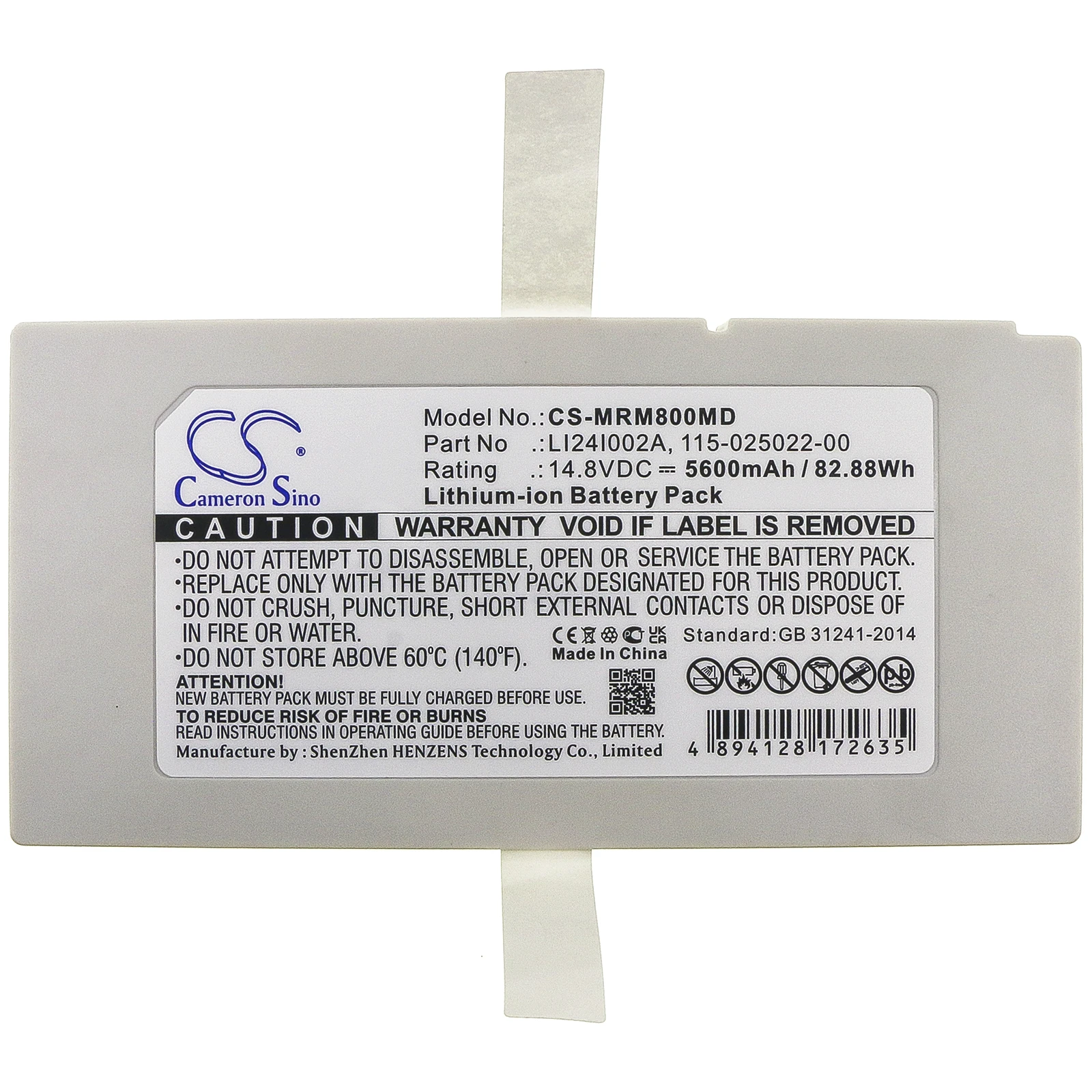 

Medical Battery 14.8V/5600mAh LI24I002A, 115-025022-00 for Mindray Ultrasound Machine M9, M8, TE7, SV300, SV350