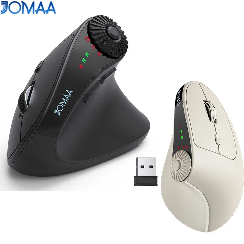 JOMAA Right Hand Wireless Vertical Mouse with Adjust Knob Bluetooth Ergonomics Mice for Computer Laptop Tablet Windows