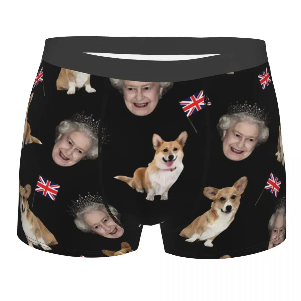 Queen Elizabeth And Corgis Pattern Boxer Shorts For Homme 3D Printed Male Underwear Panties Briefs Breathbale Underpants