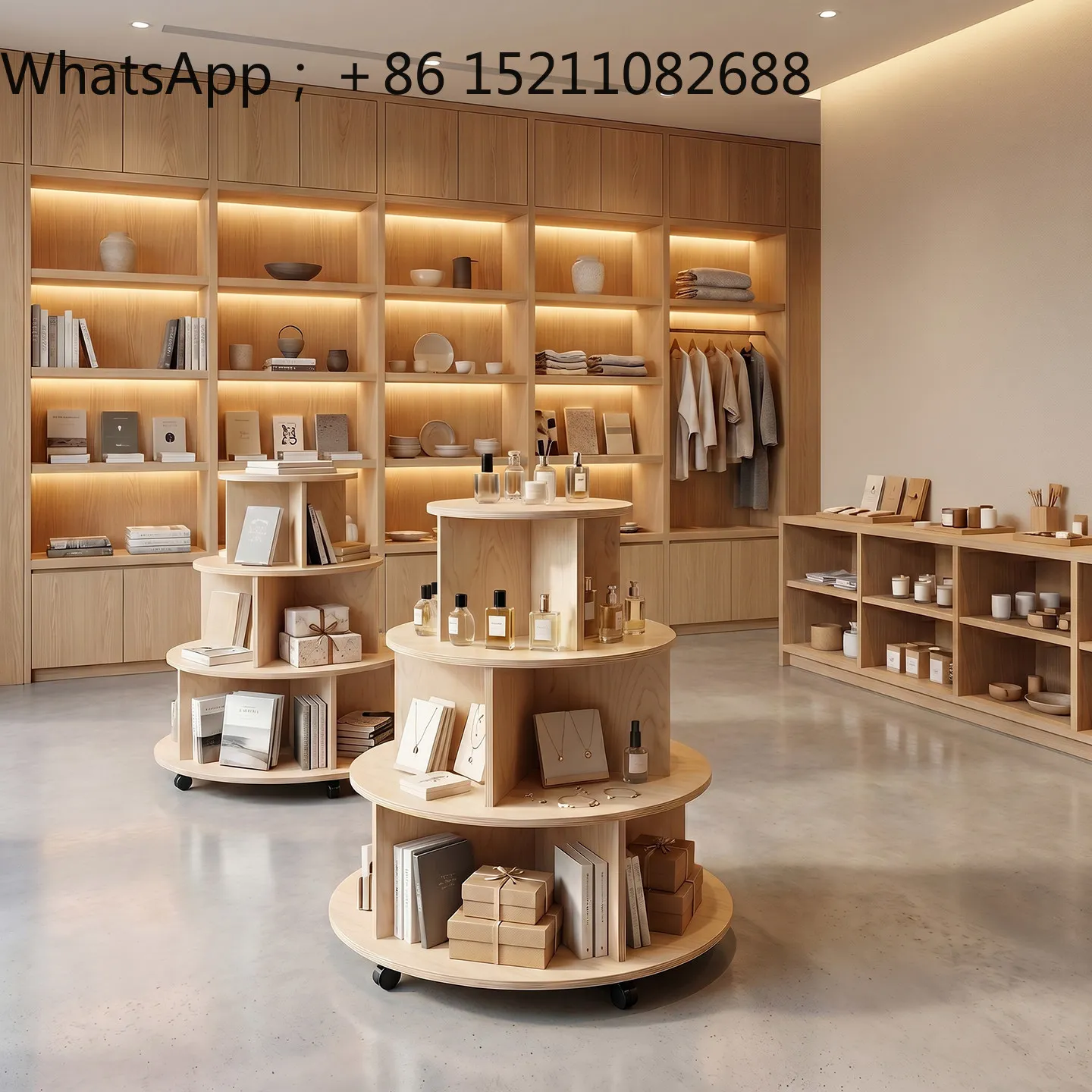 LLY Multi-layer Solid Wood Round Display Nakajidai Product Exhibition Movable Store Art Exhibition Hall