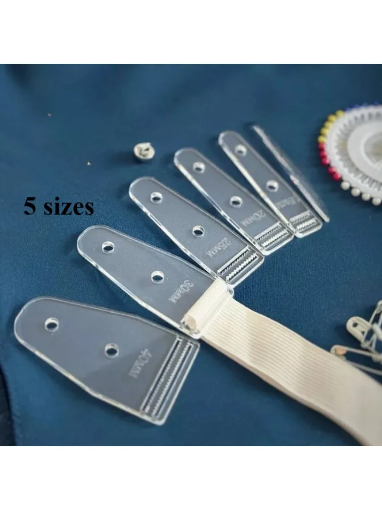 5 Größen Sortierte Kunststoff-Elastikgleiter Fadenführungen Elastikband-Einzieher Werkzeug für DIY-Kleidung und Nähzubehör