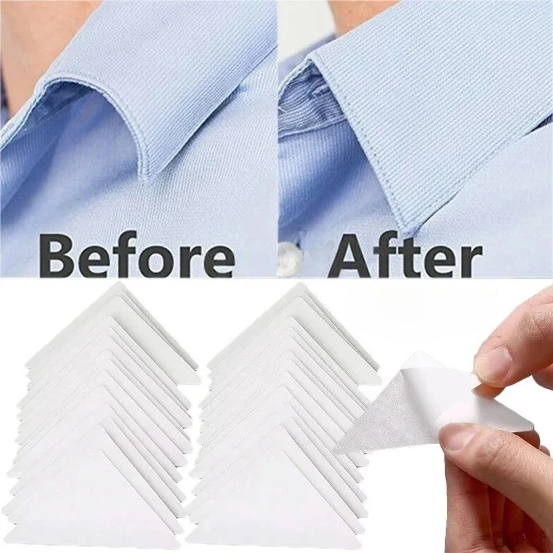Invisible Shirt Collar Stays for Men Adhesive Triangle Collar Supports for Polo T-Shirt Hat Brim Sweat Guard Anti-Crease Clothes
