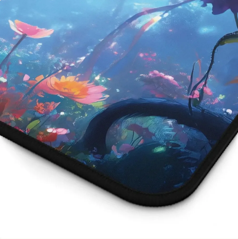 Magic Forest Black Cat Desk Mat XXL Large Gaming Mouse Pad Non-slip Rubber Base Keyboard Pad Fantasy Floral Scenery Table Mat