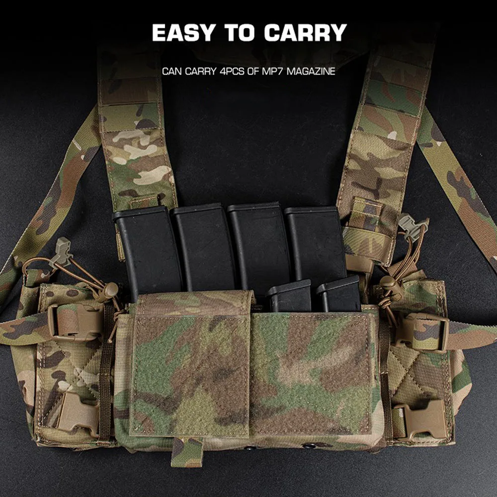 Tactical MP7 Magazine Pouch Quadruple MK4 Chest Rig Hunting Combat Vest Built-in Elastic Magazine Holder Paintball Airsoft Gear