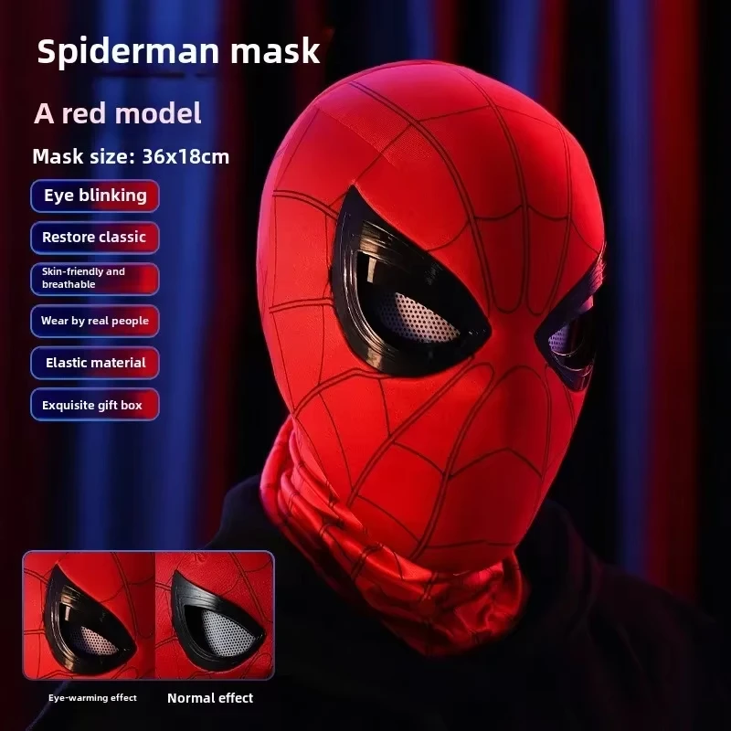 Spider Man Light-Up Masks Cosplay Party Props Blink Adults Children Remote-Controlled Hood Elastic Toys Spiderman Holiday Gifts