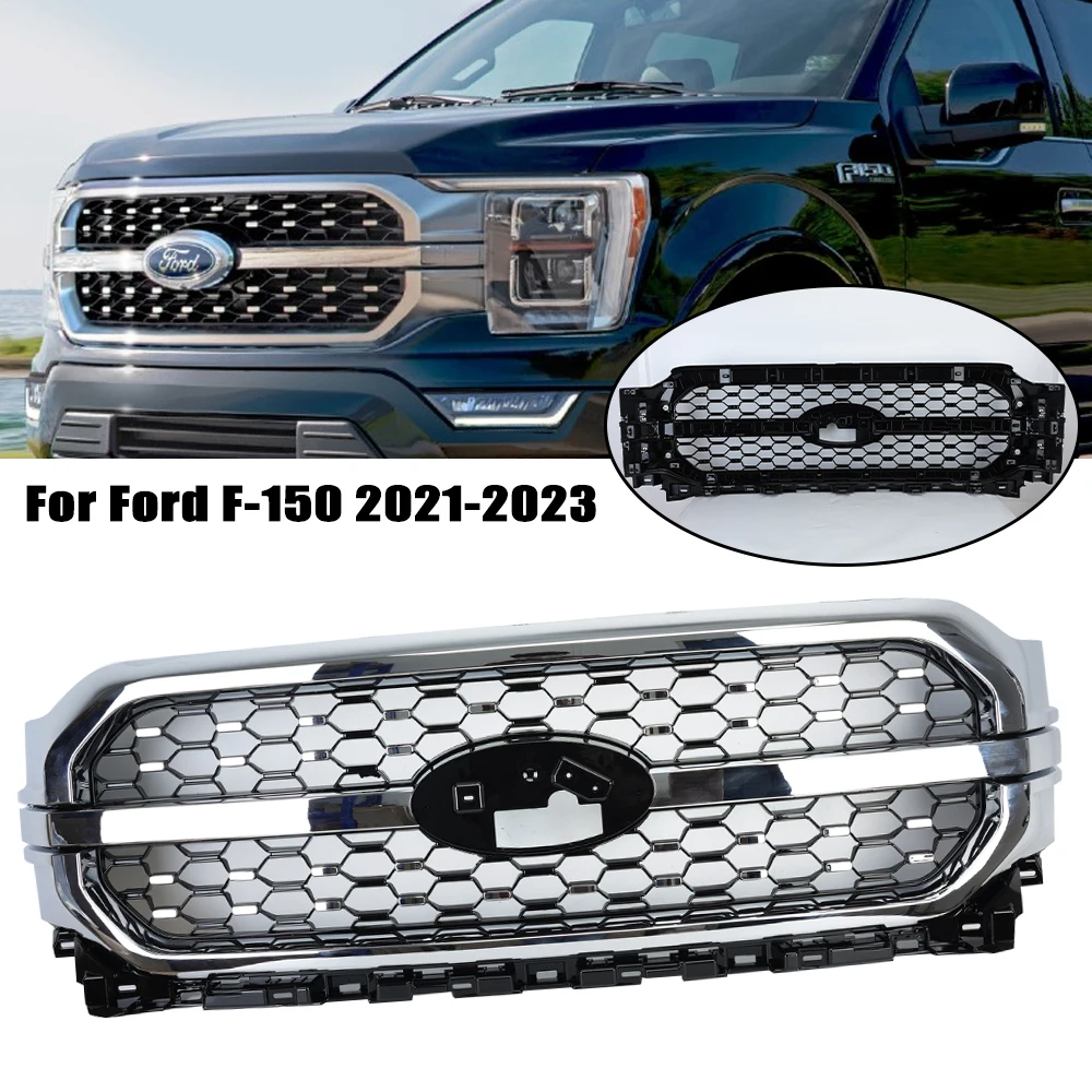 

Front Bumper Grill Mesh For Ford F150 2021 2022 2023 Raptor Grills Pickup Racing Grille net Grilles Car ABS Cover Truck Parts