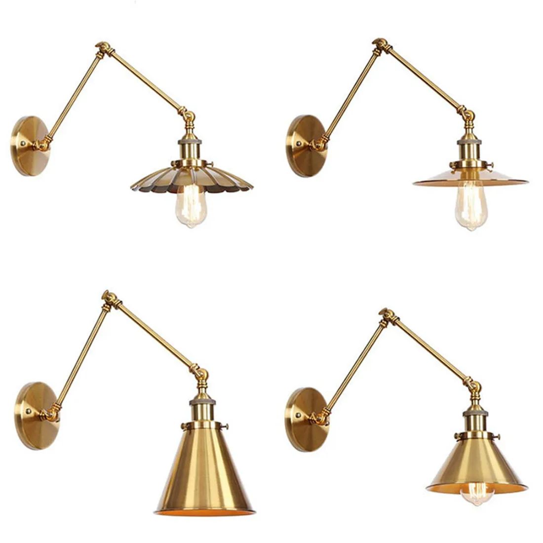 

Bronze E27 Wall Sconces Lighting Industrial Swing Arm Adjustable Wall Lamp with Vintage Brass Finish for Bedroom, Kitchen,Office