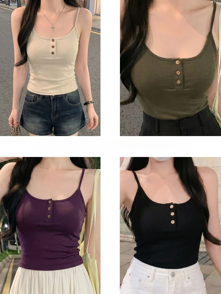 Korean Sexy Crop Top 2026 U Neck Summer Women Cami Sexy Y2K Figure Flattering Back Cutout Sleeveless Layering Outer Tank Top view 6