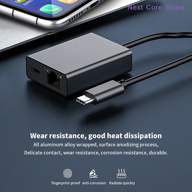 [NC]1000Mbps Type-C To RJ45 Internet Cable Plug And Play USB To Ethernet Network Adapter Support PD Charging[NC]