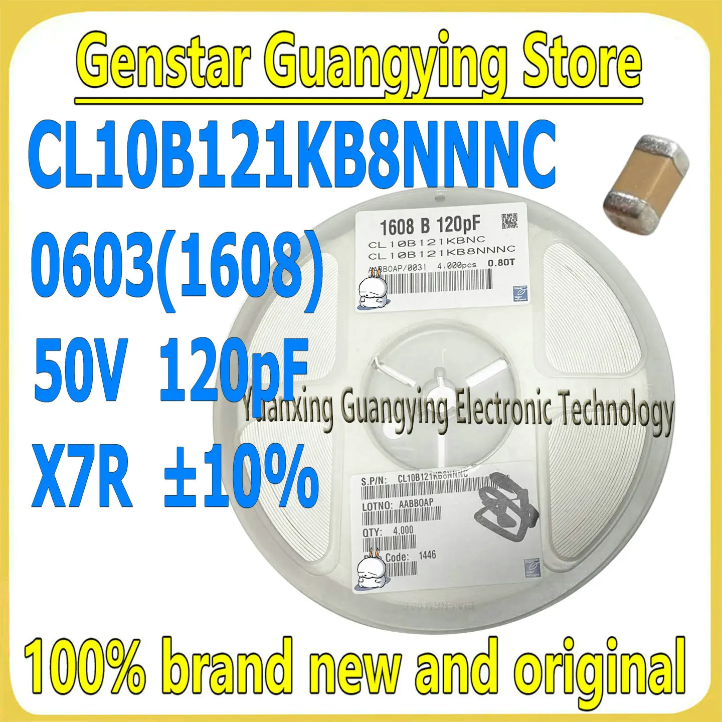 

(100 pieces) Ceramic capacitors 0603 50V 120pF X7R ±10% multilayer surface-mount capacitors, 100% brand new