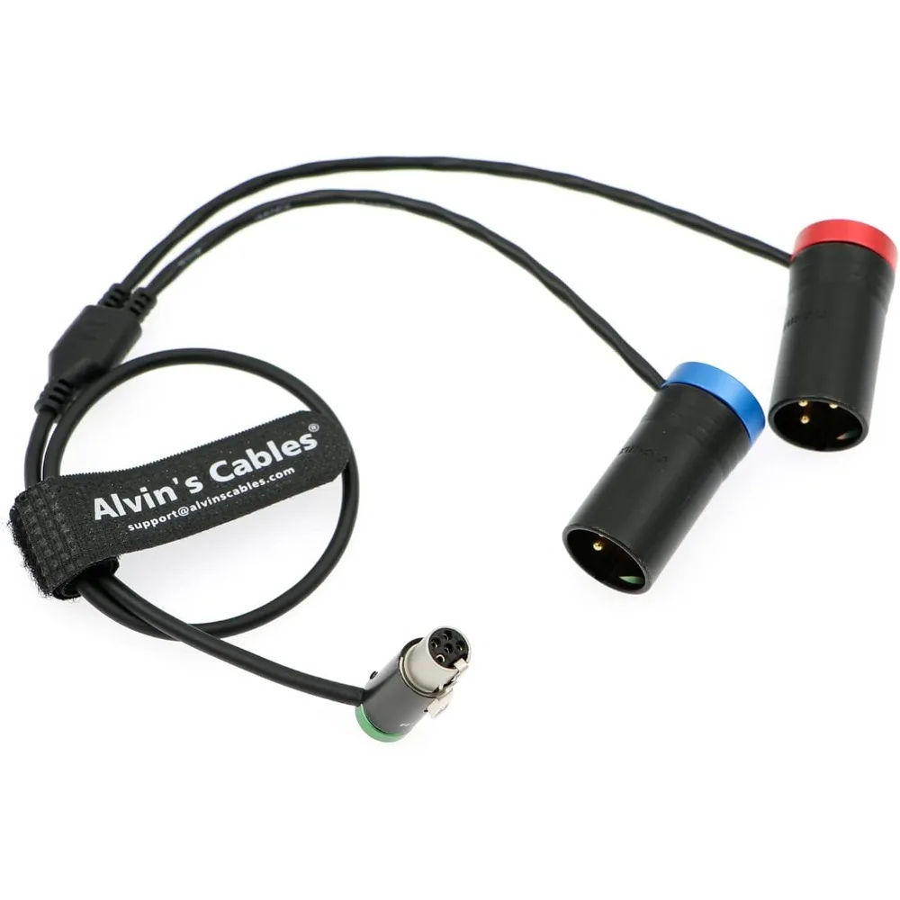 Alvin's Cables 10Inch (25cm) Low Profile TA5F to Dual LP XLR 3 Pin Male Audio-Cable for Wisycom-MCR54,Portable Recorders, Mixers