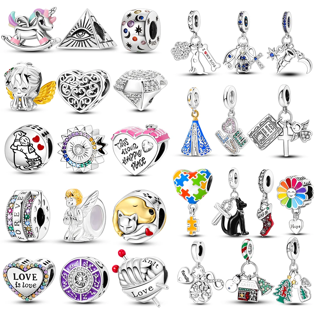 

MULA стерлингового серебра 925 пробы, ангельские бриллианты, рождественская елка, бусины, подвески, подходят для оригинального браслета, ожерелья, женское изготовление ювелирных изделий