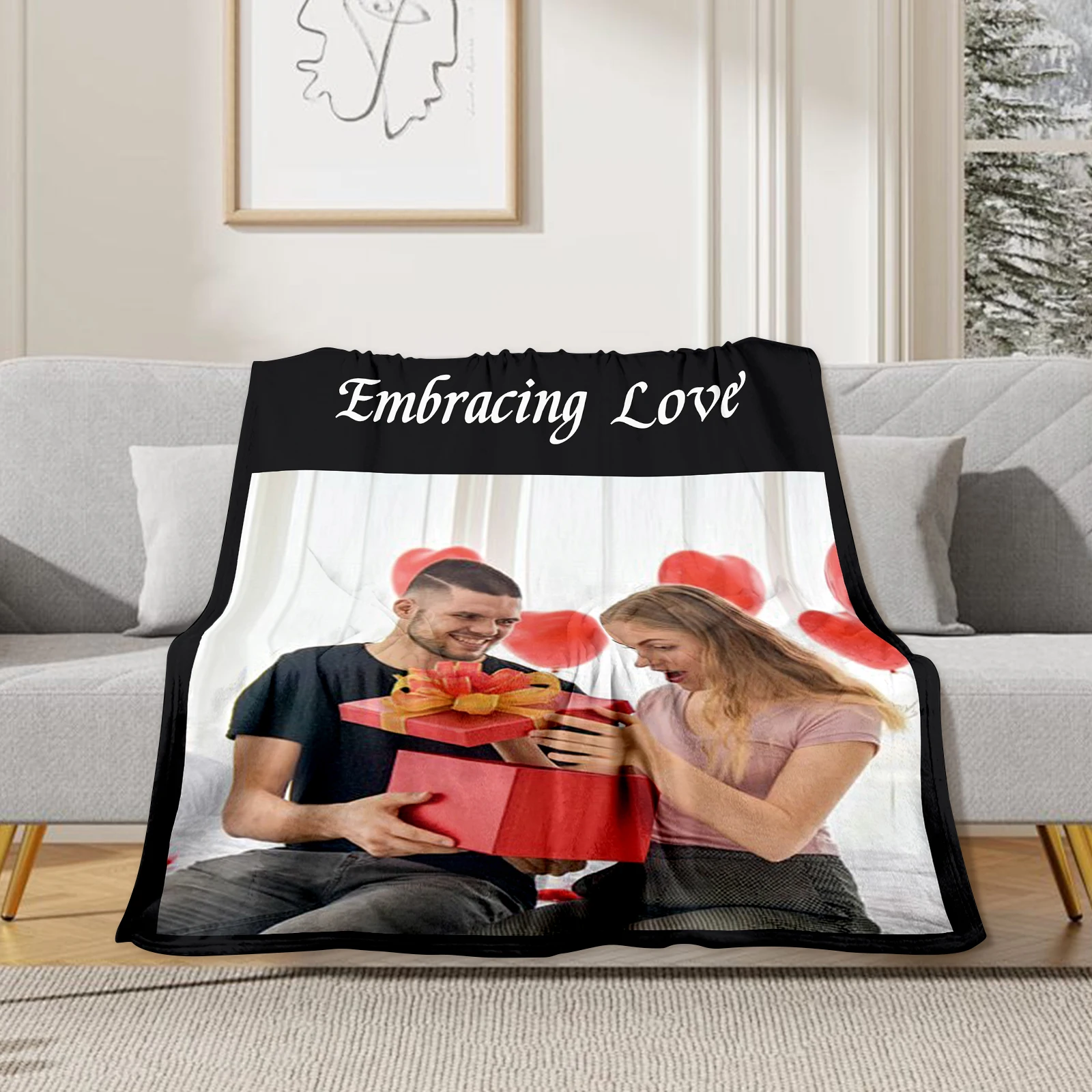 Customized Text Image Printed Blanket Soft and cozy winter blanket Suitable for home decoration sofa outdoor camping travel