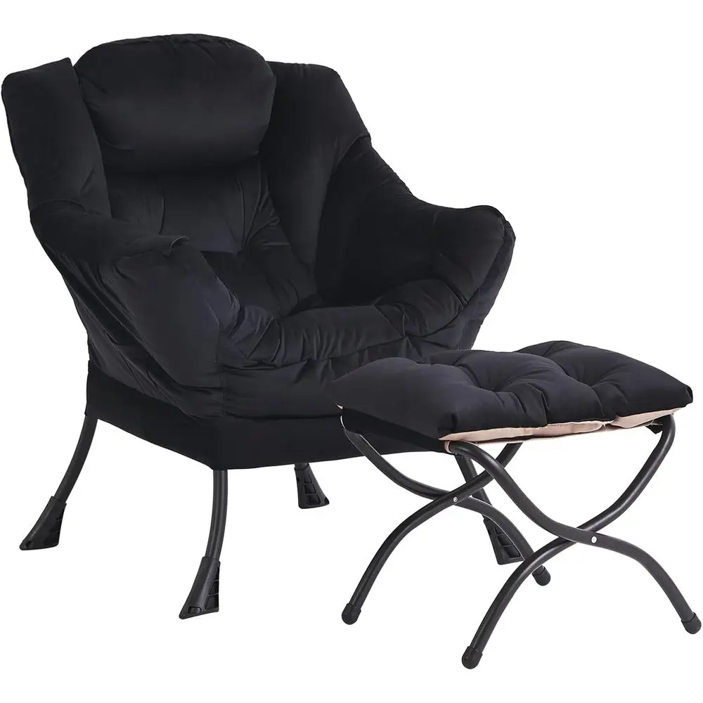 

Ультраудобное кресло-шезлонг с оттоманкой, плюшевое кресло для чтения для гостиных и спален