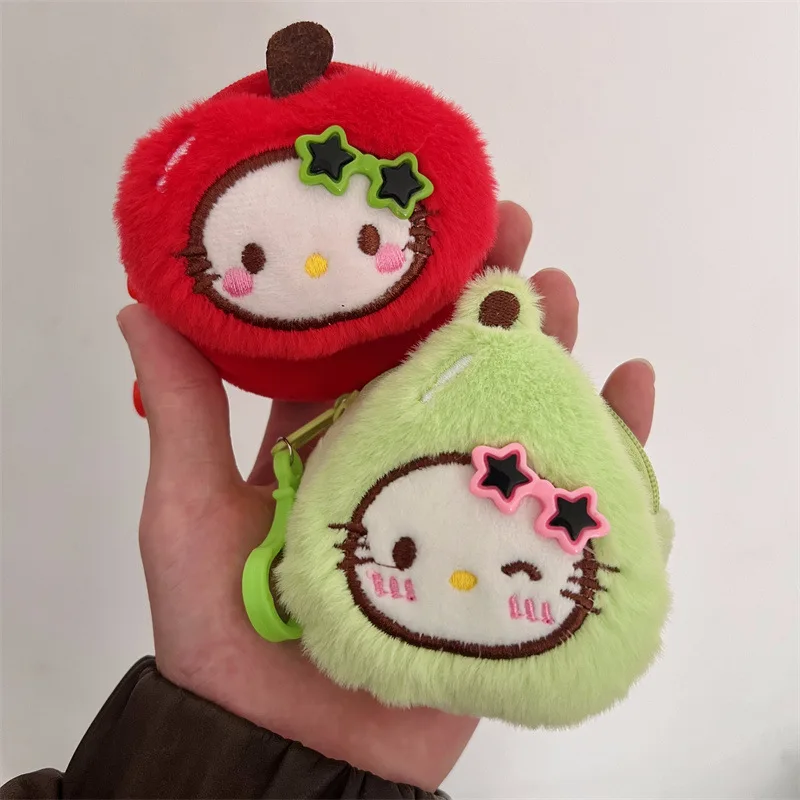 المألوف العصرية الكرتون الفاكهة سلسلة التفاح الكمثرى الأناناس جولة أفخم محفظة نسائية للعملات المعدنية المحمولة سماعة حقيبة التخزين قلادة #3