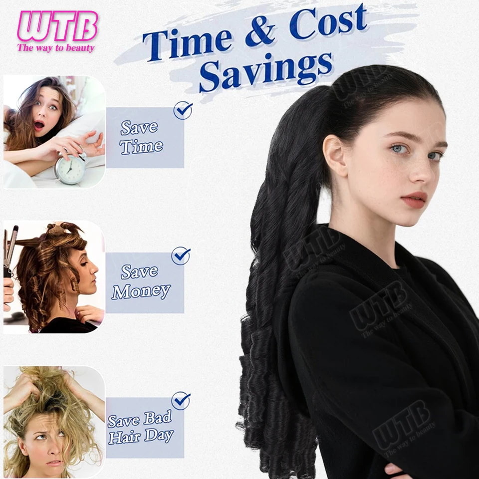 WTB Roman Curl Ponytail Synthetic Wig Drawstring Style Volumizing Curly Ponytail Wig Suitable for Women's Daily and Holiday Wear