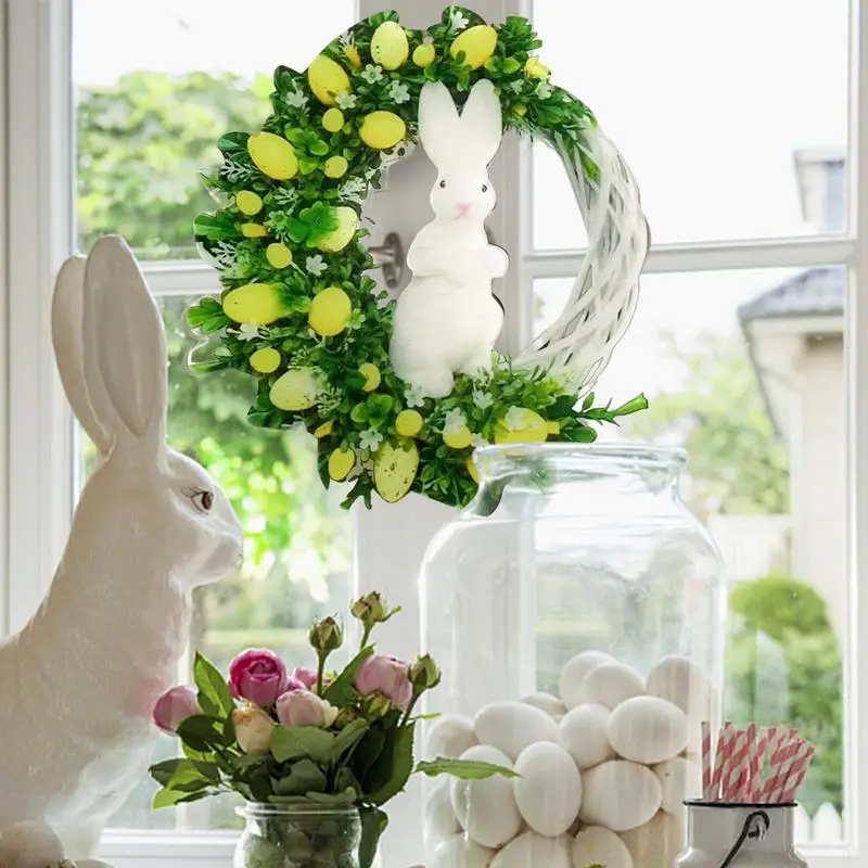 Acrylic Easter Wreath Easter Eggs Wreath Easter Wreath With Flowers Acrylic Rabbit Egg Wreath 2022 Easter Bunny Wreath