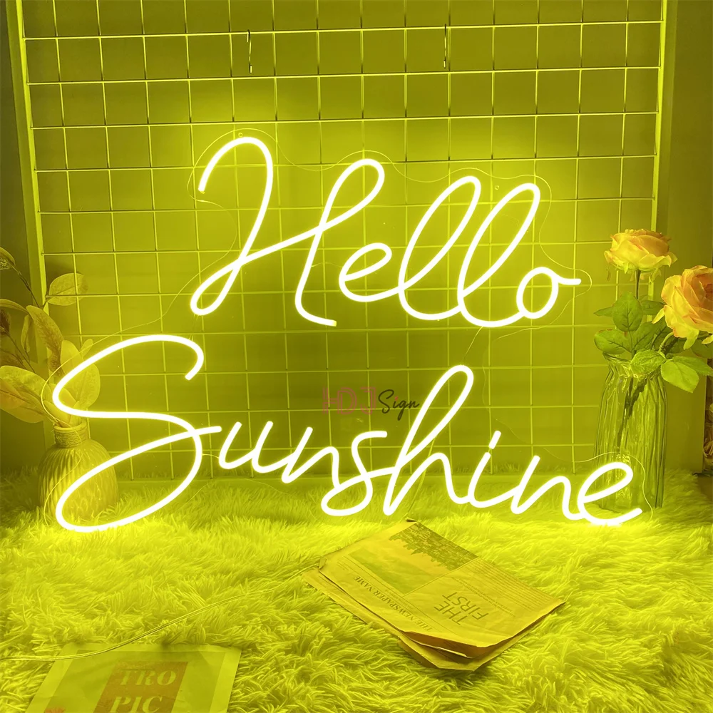 

Hello Sunshine Neon Led Sign Home Bedroom Party Wall Decor Neon Night Lights USB Signs Coffee Shop Decoration Neon Lamps