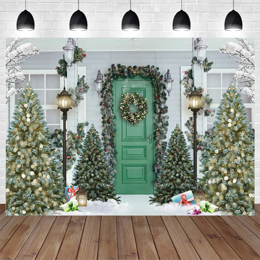 Mocsicka-クリスマス写真の背景,緑のドア,写真,ポートレート写真,背景