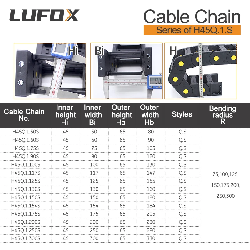 Picture 6: High quality 1-meter cable drag chain. Series of H45Q.1.S-Bridge type open of both side