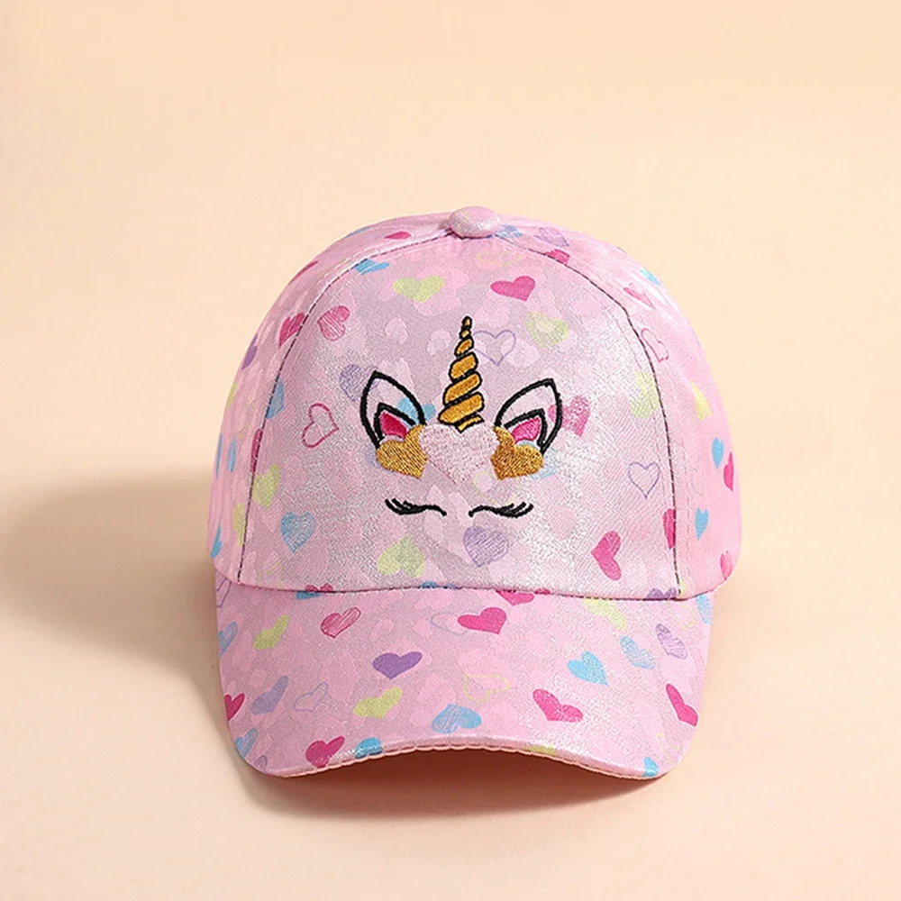 Outdoor Baseball Caps Kids Children\'s Love Unicorn Pattern Students Hat Girls Sunshade Baseball Cap For Kid Girl 4-12 Years