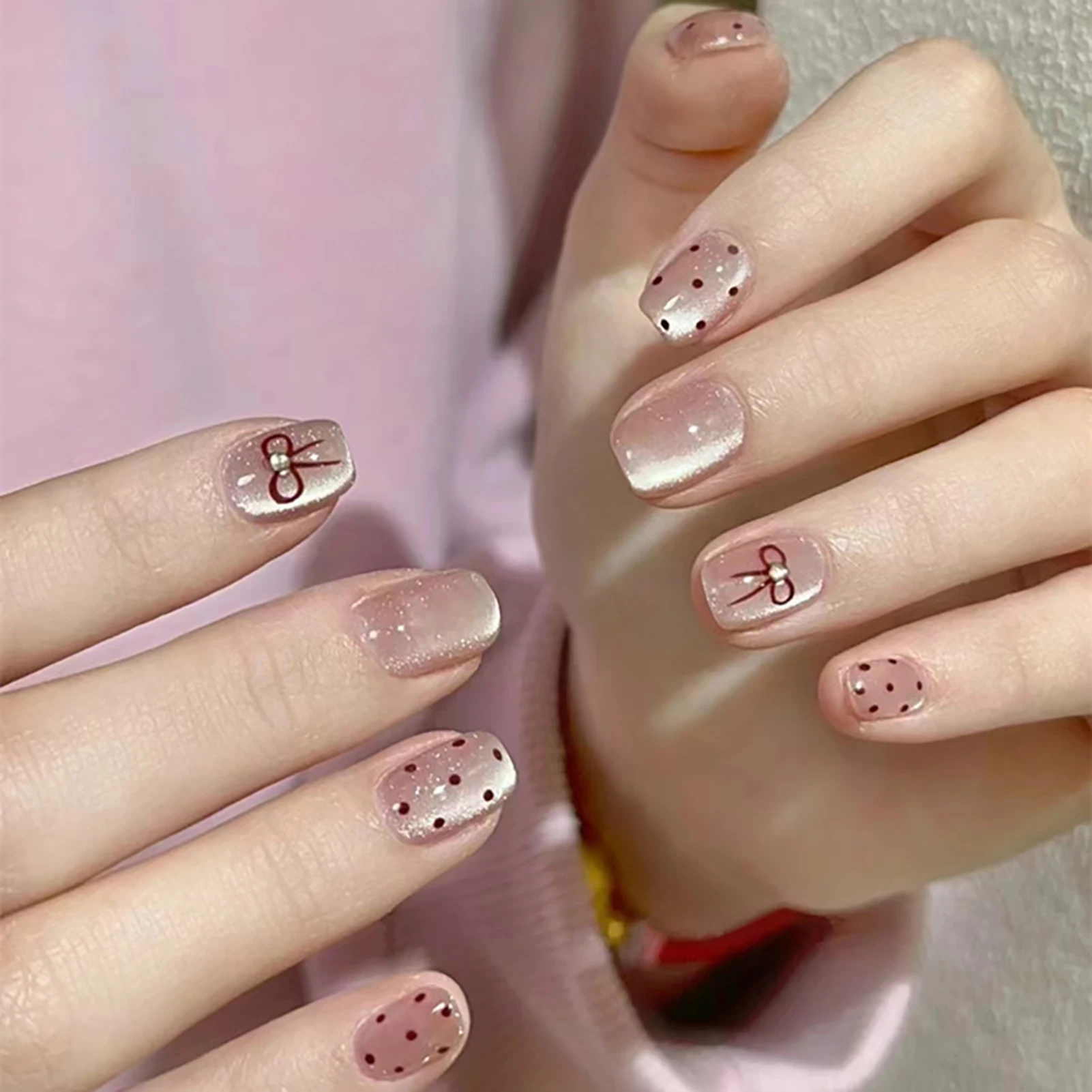 Pink Press on Nails with  Point Charming Comfortable to Wear Manicure Nails for Stage Performance Wear