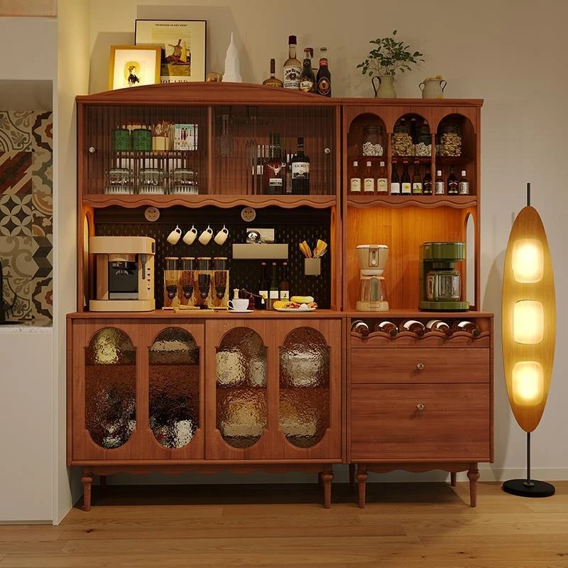 

Solid wood dining side cabinet, cherry wood American kitchen storage cabinet, integrated wall combination high cabinet