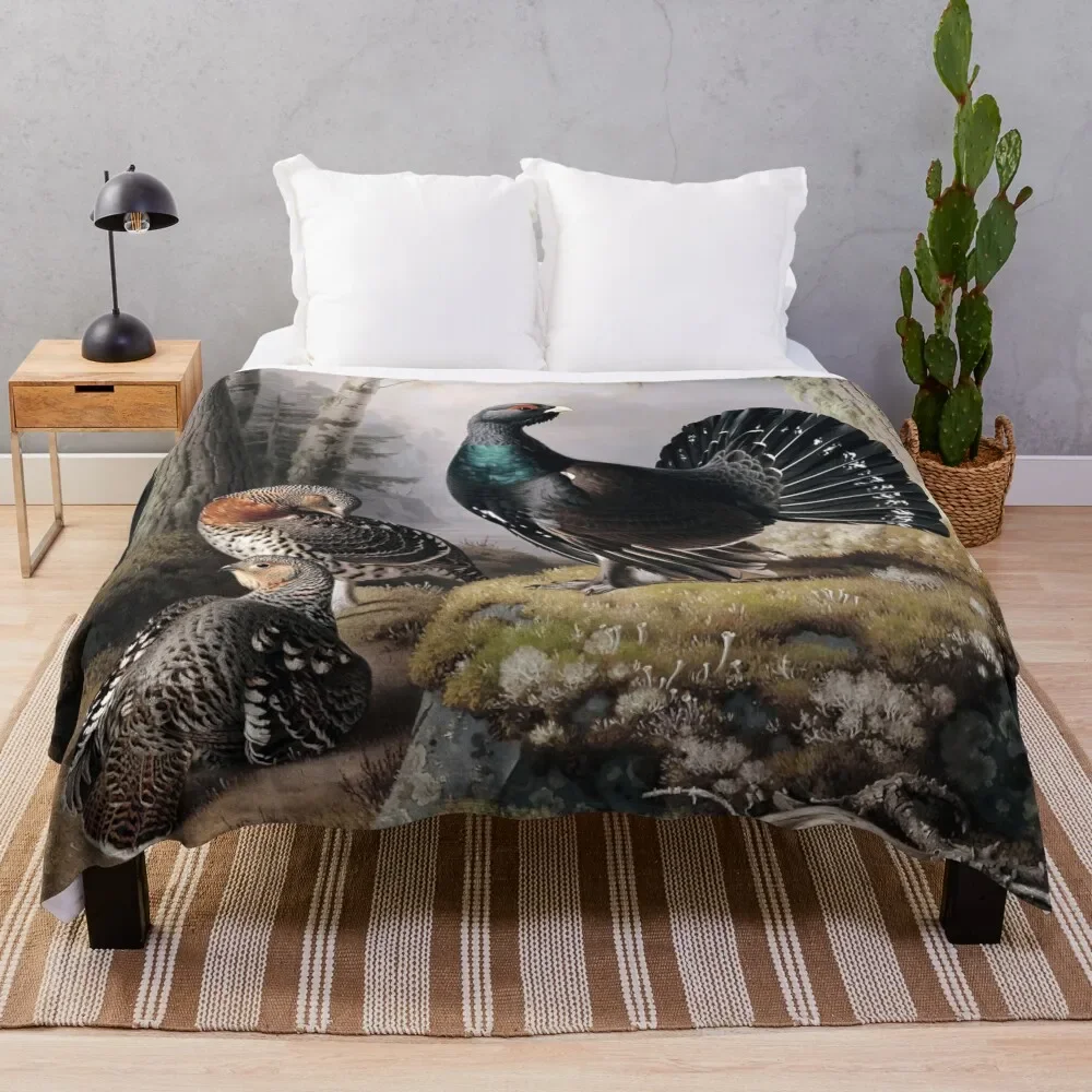 Capercaillie courting by Ferdinand von Wright Throw Blanket christmas decoration sofa bed Blankets