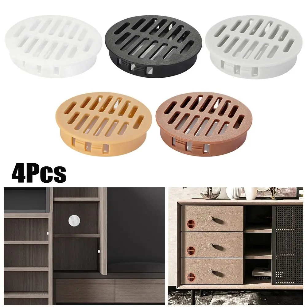 4Pcs 35/50mm Round Cabinet Air Duct Vent Plastic Louver Mesh Hole Plug Decoration Cover Wardrobe Grille Ventilation Systems