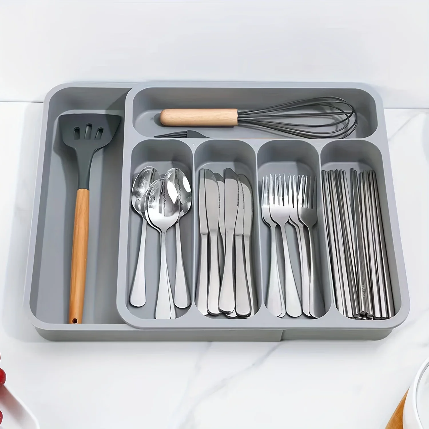 Kitchen Drawer Organizer for Utensils and Flatware, Non-Slip Cutlery  Tray with Expandable Design, Durable , Easy to Clean - Ide