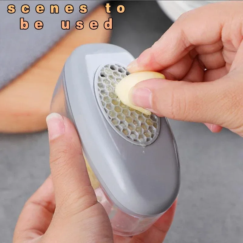 2-in-1 Garlic Slicer Small Household Garlic Smasher Cooking Tool Manual Pressing Garlic Grinding Grater Kitchen Gadgets And