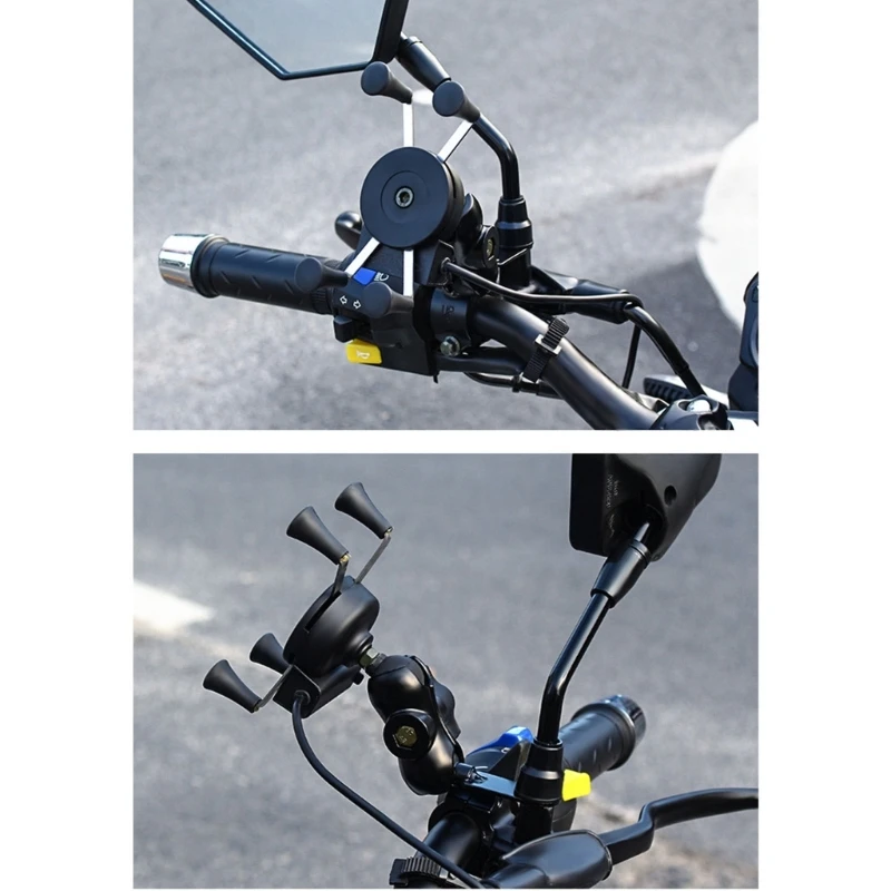 

Antislip Motorcycle Phone Stand 360 Adjusted Rear View Mirror Handlebars Brackets NonSlip Bike Phone Stand Enduring