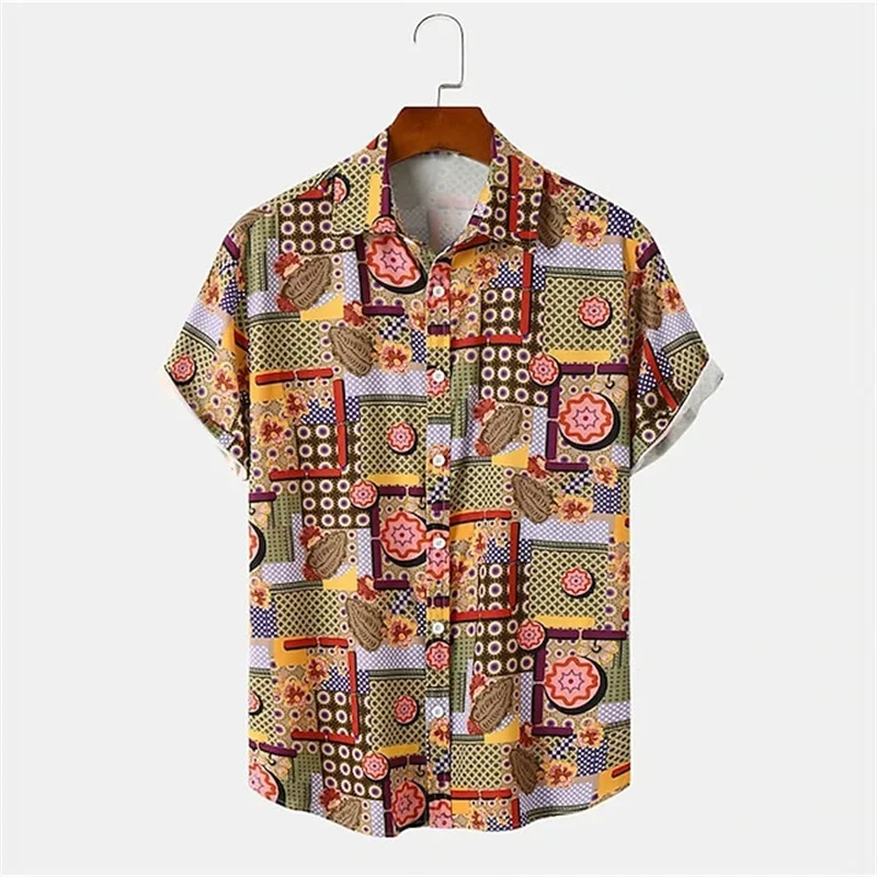 

2025 Vintage Fashion Men's Shirt Short Sleeve Casual Top Summer Hawaiian Fashion Clothing Loose Breathable Single Breasted Shirt
