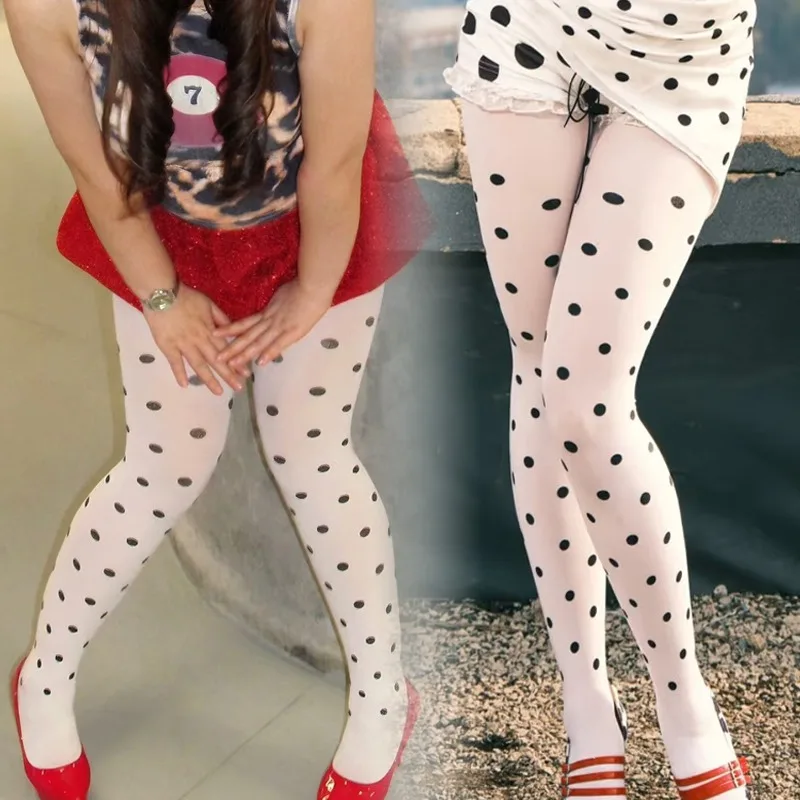 

Y2K Retro Polka Dot Tights for Women Vintage Velvet Fashion White Tights 90s Party Tight Soft Footed Pantyhose for Spring Autumn