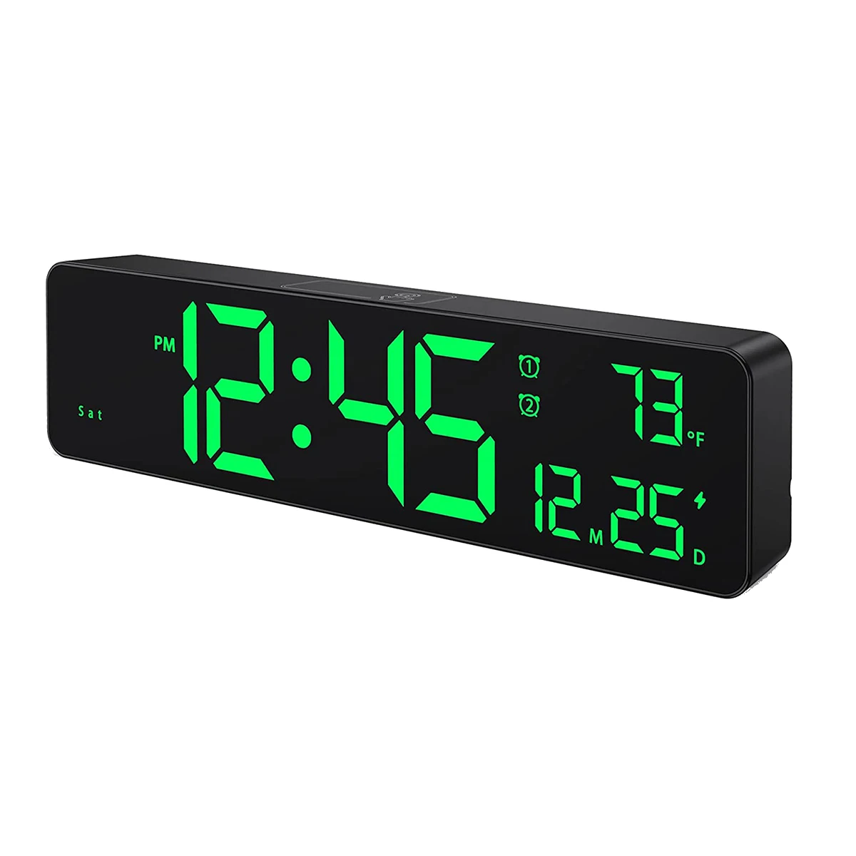 

Digital Wall Clock LED Large Digits Display Dual Alarm Clock Auto-Dimming 12/24Hr FormatSilent Wall Clock for Room Green