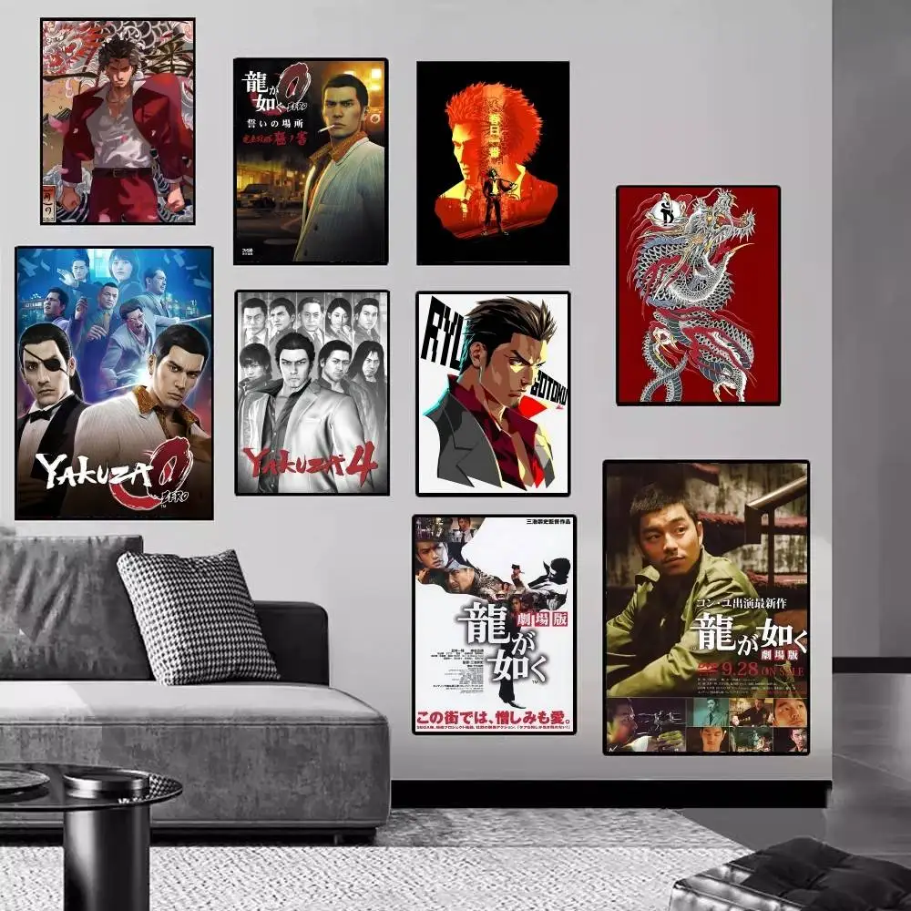 ياكوزا مثل التنين لعبة أنيمي الملصقات لزجة الديكور اللوحة جدار الفن ورق الكرافت الأبيض جدار ديكور