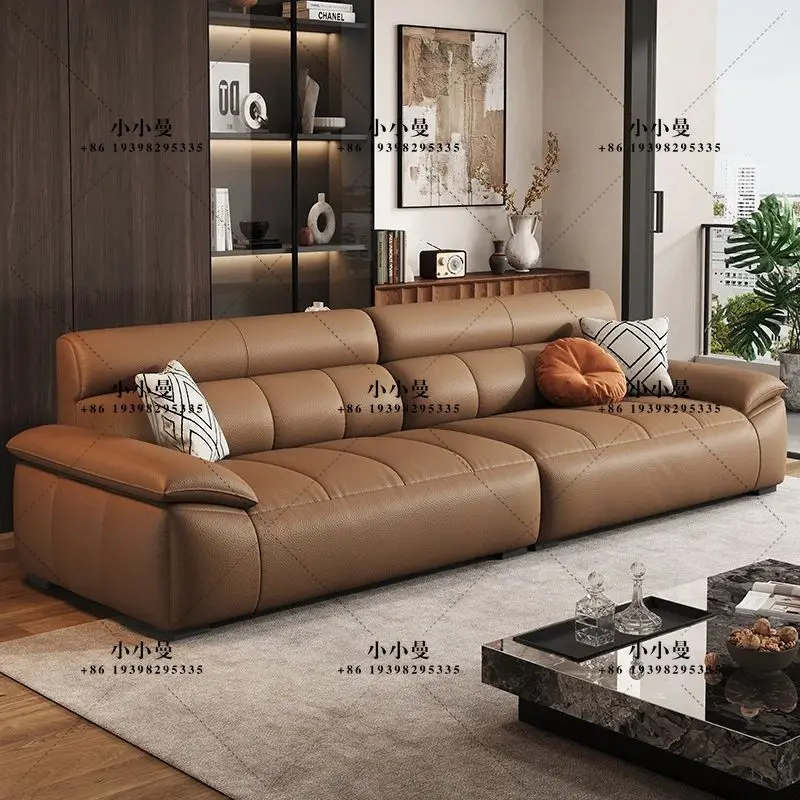 Household leather sofa modern simple size apartment living room straight row black piano keys