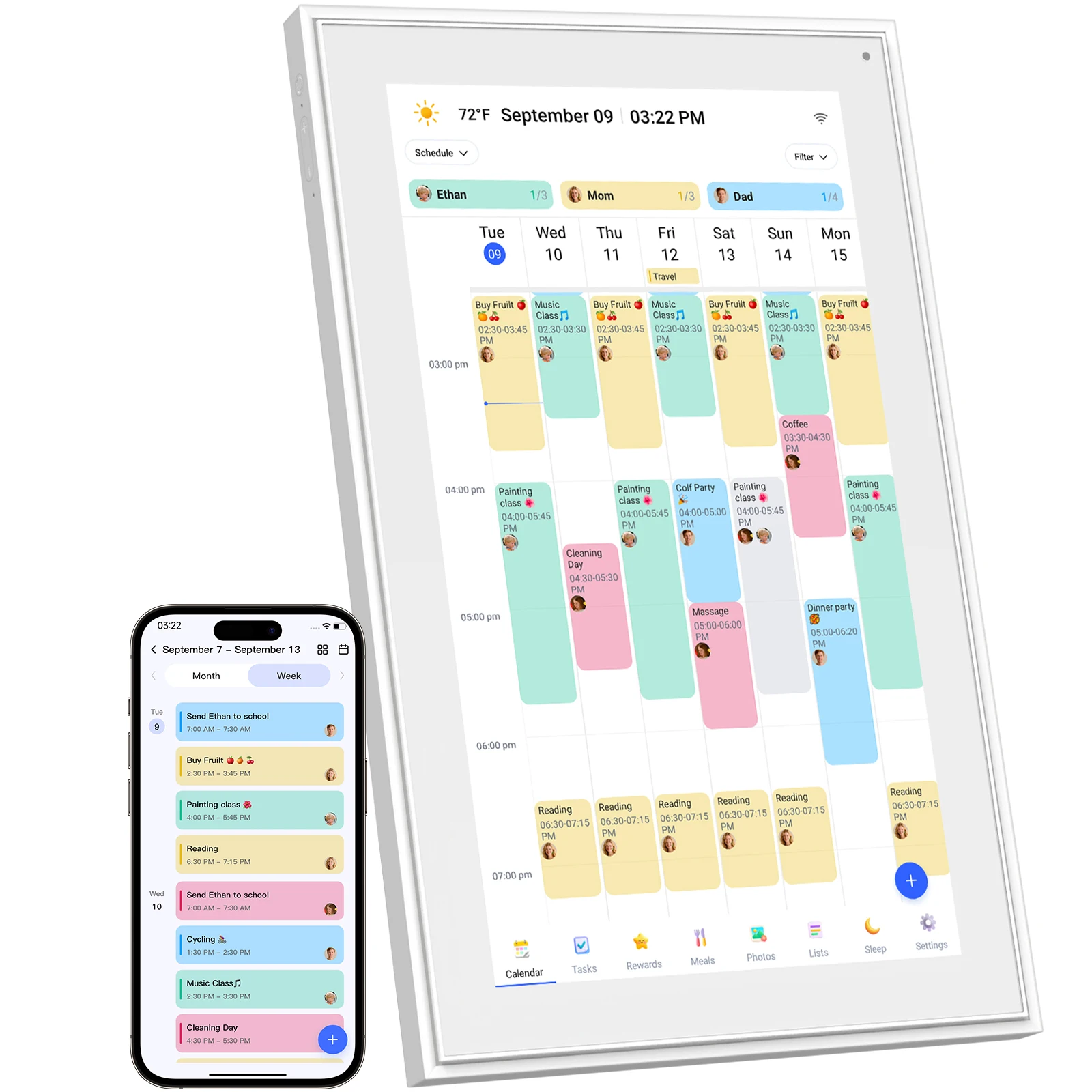 

10 16 21 27 32 Inch Wall Planner Digital Calendar & Chore Chart, Smart Touchscreen Interactive Display For Family Schedules
