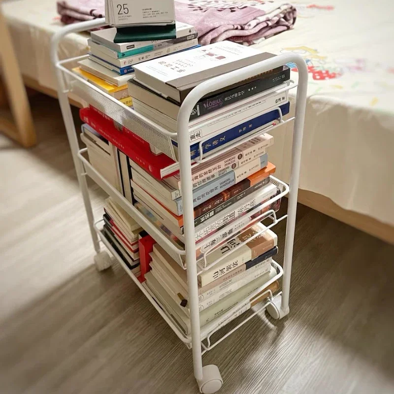 Portable Snack Rack on Wheels-Essential Dormitory Mobile Trolley Ins Style for Female Dormitory Convenience