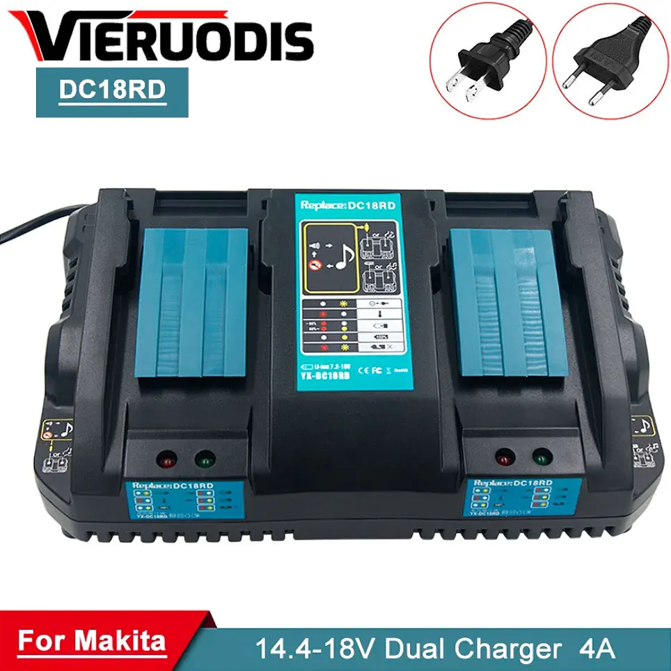 

Double charging port Battery Charger For Makita 14.4V 18V BL1815 BL1830 BL1840 BL1850 BL1860 Bl1430 DC18RC with Two USB Port