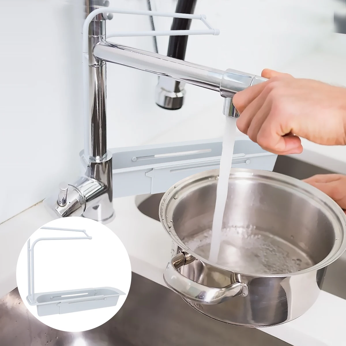 

Telescopic Sink Rack Kitchen Holder Premium Material Anti Rust Sponge Soap Holder Drainage Shelf Modern Design Style