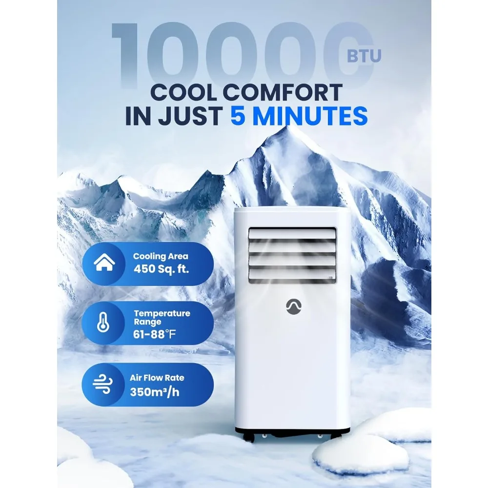 Portable Air Conditioners, 10000 BTU Air Conditioner Portable for Room up to 450 Sq. Ft., 3-in-1 Portable AC Unit