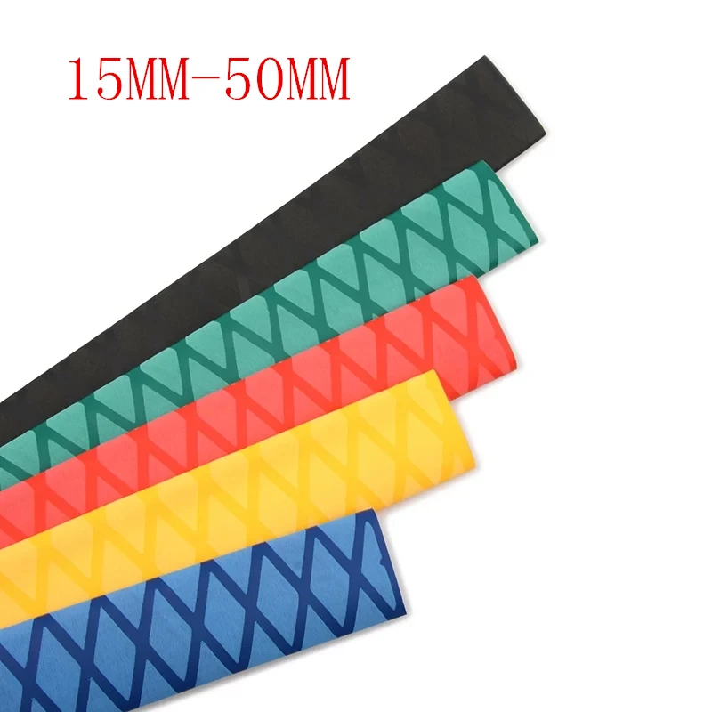 1 m/lot Antiskid checkered heat shrinkable tube Textured 2:1 15mm 20mm 25mm 28mm-50mm Insulation lightning protection Non-Slip